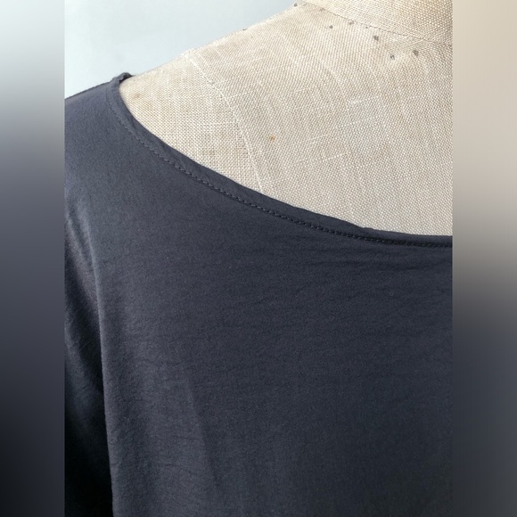 Album Di Famiglia open neck blouse. Relaxed minimalist style faded black. Small - Picture 2 of 8